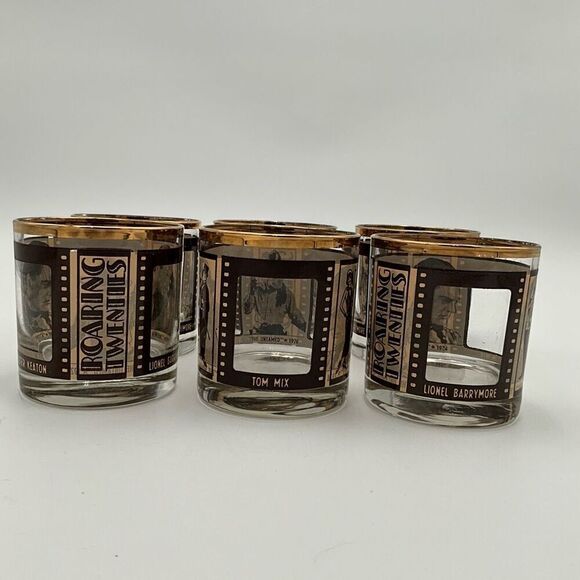 ROARING TWENTIES Silent Film Actors Whiskey Glasses - Picture 1 of 7